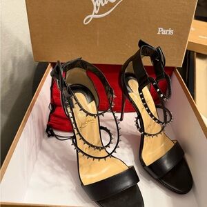 Christian Louboutin 120mm Choca Lux leather sandal heels. Size 39.